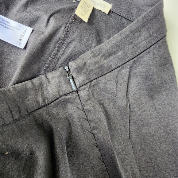 Eileen Fisher Pants Womens Black Organic Linen  Rayon Wide Leg Side Zip Sz 10 - Picture 8 of 10